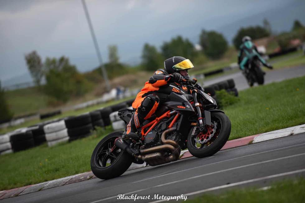 Participant riding through a corner